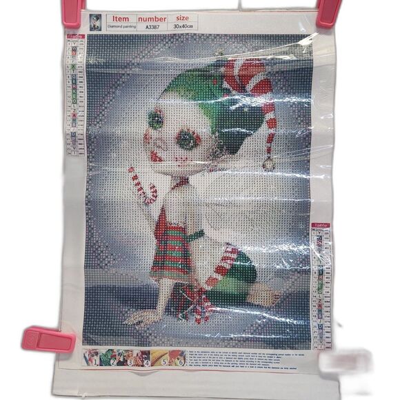 DIY 5D Diamond Painting Big Eyed Christmas Elf Girl A3387 - Picture 1 of 4